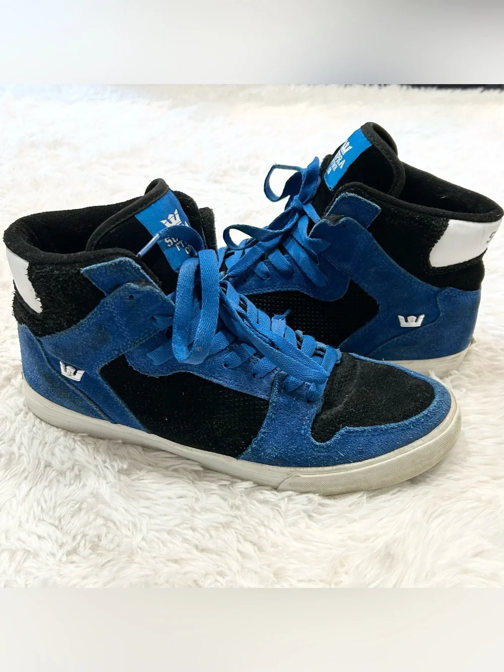 Supra Vaider High Top Skate Shoes Sneakers Men's Size 11 US / 45 EU Blue Black